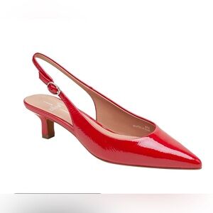 Paolo Red Patent Pointed-Toe Slingback Heels